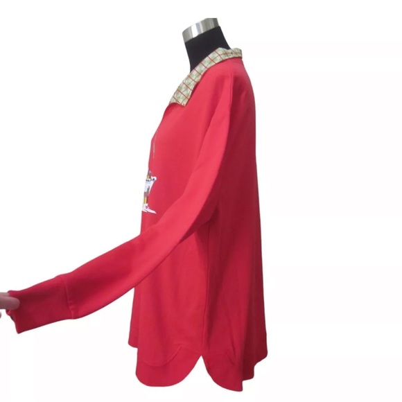 NWT HERITAGE CHARMS Red CHRISTMAS Tree Boat Print Long Sleeve Collared Shirt PS - Picture 3 of 8